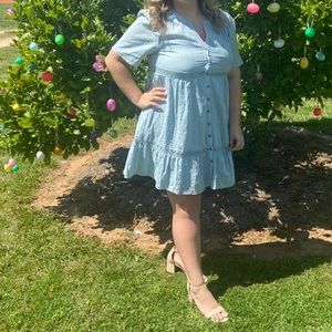 Light Blue boutique button up dress
